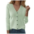 thumbnail image 1 of GEWSEY Women's Button Down V-Neck Long Sleeve Knit Cardigan with Sleeve Button Detail (Mint Green, S), 1 of 4