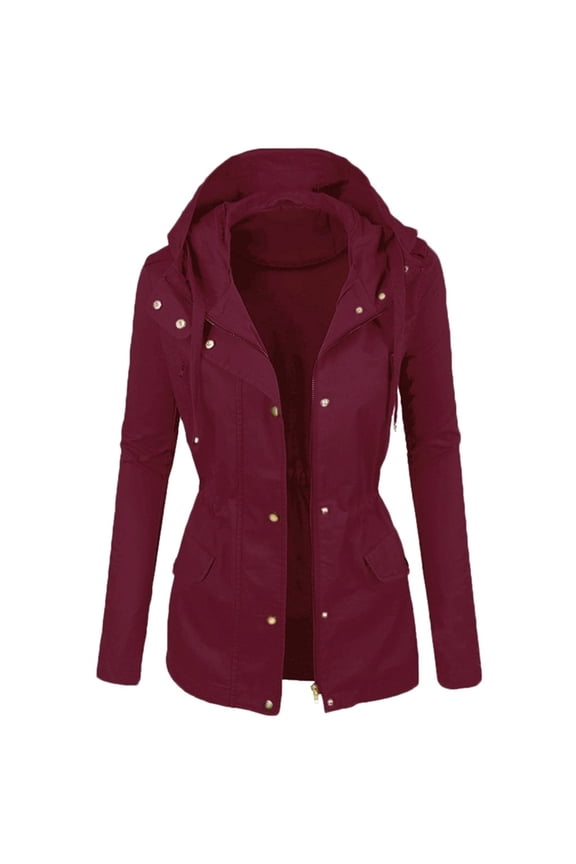 Women's Casual Military Anorak Jacket - Lightweight Detachable Hooded Safari Utility (, 3XL)