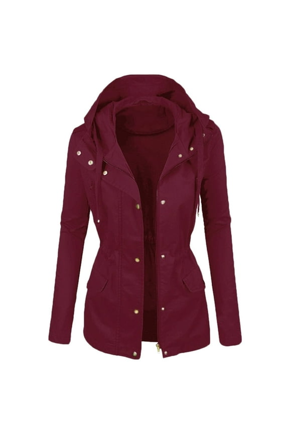 Women's Casual Military Anorak Jacket - Lightweight Detachable Hooded Safari Utility (, 4XL)