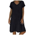 thumbnail image 1 of GEWSEY Women's Casual T Shirt Dress Summer Short Sleeve Swing Dresses with Pockets Black, S, 1 of 6