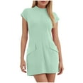 thumbnail image 1 of GEWSEY Women's Casual T Shirt Dress Summer Short Sleeve Swing Dresses with Pockets (Mint Green, XXL), 1 of 6