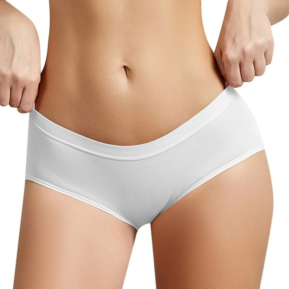 GEWSEY Women's Cotton Underwear Mid Waisted Ladies Panties Soft Full Coverage Briefs (White, XXL)