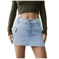 thumbnail image 1 of GEWSEY Women’s Denim Skort Mini Jean Skirt Low Waisted Stretch Zip Fly Casual Jean Skirt for Women Blue, L, 1 of 7