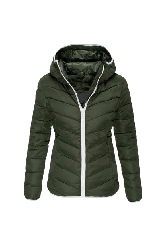 Women's Down Jacket Hooded Winter Light Weight Short Puffer Coats Packable Warm Windproof Ladies Parka (Green, L)
