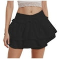 thumbnail image 1 of GEWSEY Women's Elastic High Waist Bubble Skirt Loose Fit Mini Ruffle Skirts (Black, S), 1 of 9