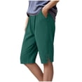 thumbnail image 1 of GEWSEY Women's Elastic Waist 3/4 Capri Harem Pants with Pockets Casual Loose Solid Yoga Trousers (Dark Green, XXL), 1 of 9