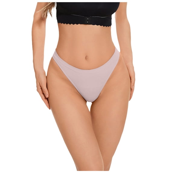 GEWSEY Women's Everyday Thong - Lightweight Knit Jersey Travel Underwear (Light Purple, M)