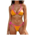 thumbnail image 1 of GEWSEY Women's Extreme Sexy Swimsuit Color Block Micro Bikini Tie Side 2 Piece Bathing Suits (Orange, M), 1 of 9