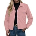 thumbnail image 1 of GEWSEY Women's Fashion Cropped Shacket Button Down Corduroy Shacket Jackets Casual Plaid Long Sleeve Crop Jackets Tops (Pink, S), 1 of 8