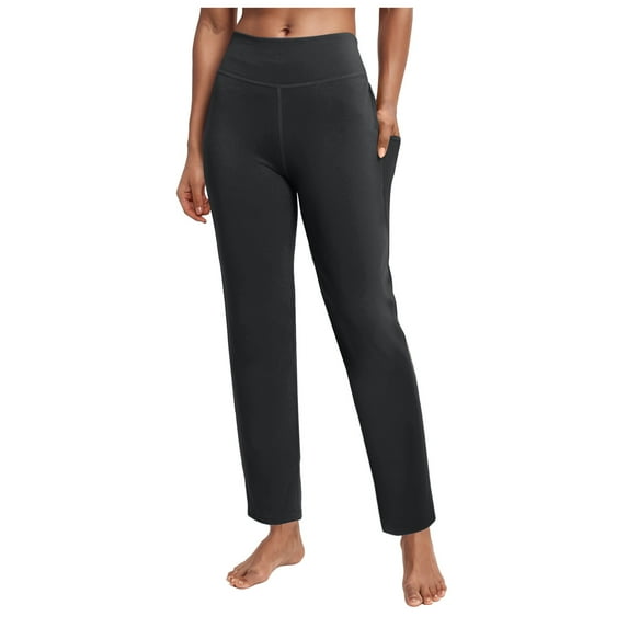 GEWSEY Women's Fleece Lined Pants High Waist Winter Thermal Warm Flare Leggings Hiking Yoga Pants Women with Pockets (Dark Gray, M)