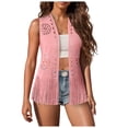 thumbnail image 1 of GEWSEY Women's Boho Fringe Vest Western Suede Sleeveless Jacket for Festival Cowgirl Outfit 70s Retro Style Layering Vest (Pink, S), 1 of 7
