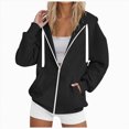 thumbnail image 1 of GEWSEY Women's Full Zip Up Hoodie Long Sleeve Hooded Sweatshirts Pockets Jacket Coat for Women (Black, XXL), 1 of 7