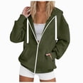 thumbnail image 1 of GEWSEY Women's Full Zip Up Hoodie Long Sleeve Hooded Sweatshirts Pockets Jacket Coat for Women (Green, L), 1 of 7