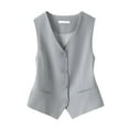 thumbnail image 1 of GEWSEY Women's Fully Lined 4 Button V-Neck Economy Dressy Suit Vest Waistcoat (Light Gray, XXL), 1 of 4