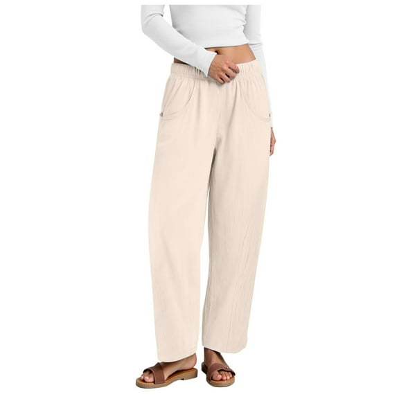 GEWSEY Women's Harem Pants, High Waist Yoga Boho Trousers with Pockets (White, XL)
