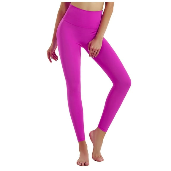 GEWSEY Women's High Rise Contour Bonded Ankle Legging Ultra High Legging Tight with Pockets (Hot Pink, XXL)