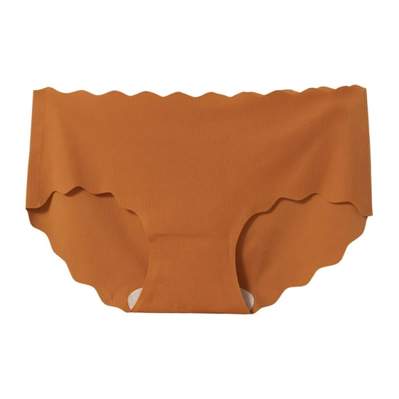 GEWSEY Women's High Waist Breathable Seamless Sport Ribbed Cotton Thong Panties No Show Underwear (Orange, M)
