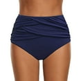 thumbnail image 1 of GEWSEY Women's High Waisted Bikini Bottom Tummy Control Ruched Bathing Suit Swim Bottom (Navy, M), 1 of 8