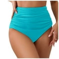thumbnail image 1 of GEWSEY Women's High Waisted Bikini Bottoms Full Coverage Ruched Bathing Suit Tummy Control Swimsuit Bottom Mint Green, XXL, 1 of 5