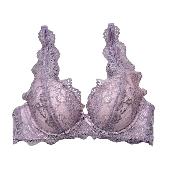 GEWSEY Women's Lace Bralette Everyday Bra Supportive Push-Up Full Coverage with Underwire Seamless Fit (Purple, S)