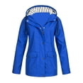 thumbnail image 1 of GEWSEY Women's Lightweight Anorak Jacket Windbreak Hooded Trench Coat Long Coat Fall Trendy (Blue, XXL), 1 of 2