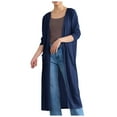 thumbnail image 1 of GEWSEY Women's Lightweight Longer Length Open-Front Long-Sleeve Cardigan Sweater (Navy, One Size), 1 of 5