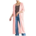 thumbnail image 1 of GEWSEY Women's Lightweight Longer Length Open-Front Long-Sleeve Cardigan Sweater (Pink, One Size), 1 of 4