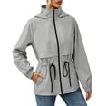 thumbnail image 1 of GEWSEY Women's Lightweight Military Anorak Jackets Safari Hoodie Utility Drawstring Coat Windproof Windbreaker Raincoats (Grey, XXL), 1 of 9