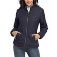 thumbnail image 1 of GEWSEY Women's Lightweight Quilted Jacket Stand Collar Zip Warm Winter Coat Outwear w 2 Pockets (Navy, XL), 1 of 5