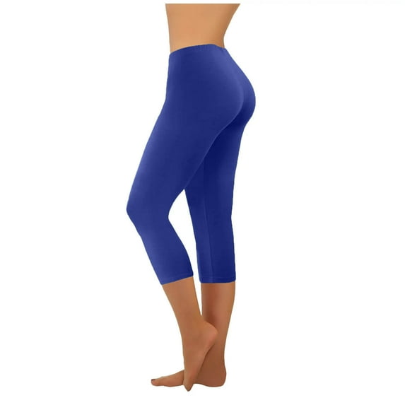 GEWSEY Women's Lightweight Soft Capri Leggings Crop Leggings 3/4 Stretch Yoga Pants (Dark Blue, M)