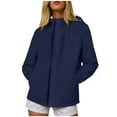 thumbnail image 1 of GEWSEY Women's Lightweight Softshell Jacket Fleece Lined Removable Hood with Zipper Pockets for Hiking Running Travel (Navy, L), 1 of 5