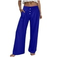 thumbnail image 1 of GEWSEY Women's Linen Summer Palazzo Pants Casual High Waist Flowy Wide Leg Pant Beach Trousers with Pocket (Blue, XXL), 1 of 6