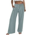 thumbnail image 1 of GEWSEY Women's Linen Summer Palazzo Pants Casual High Waist Flowy Wide Leg Pant Beach Trousers with Pocket (Sky Blue, 3XL), 1 of 6