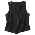 thumbnail image 1 of GEWSEY Women's Linen Vest Casual Formal Business Work Waistcoat Summer V neck Sleeveless Jacket (Black, XXL), 1 of 9