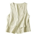 thumbnail image 1 of GEWSEY Womens Linen Vest Casual Sleeveless V-Neck Blazer Cardigans Lightweight Jacket Waistcoat (White, XXL), 1 of 4