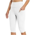 thumbnail image 1 of GEWSEY Women's Long Biker Shorts Knee Length Leggings High Waist Tummy Control Yoga Capris w Pockets for Summer Workout White, XL, 1 of 9
