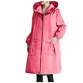 thumbnail image 1 of GEWSEY Women's Long Rain Jacket Waterproof Lightweight Hooded Raincoat Packable Knee Length Rain coat (Red4, XL), 1 of 8