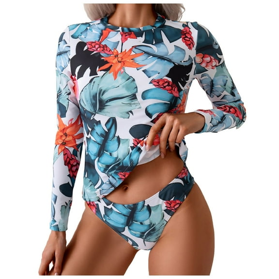 GEWSEY Women's Long Sleeve Rash Guard Swim Top UPF50  SPF Sun Protection Swimsuit Quick Dry Bathing Suit (Sky Blue, S)