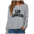 thumbnail image 1 of GEWSEY Women's Los Angeles Crewneck Sweatshirt Casual Long Sleeve Raglan Shirts Cute Letter Print Pullover Tops (Grey, S), 1 of 5