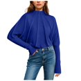thumbnail image 1 of GEWSEY Women's Mock Neck Batwing Sleeve Sweaters 2025 Fall Winter Oversized Knit Cute Pullover Sweater Dolman Tops Trendy (Blue, M), 1 of 5