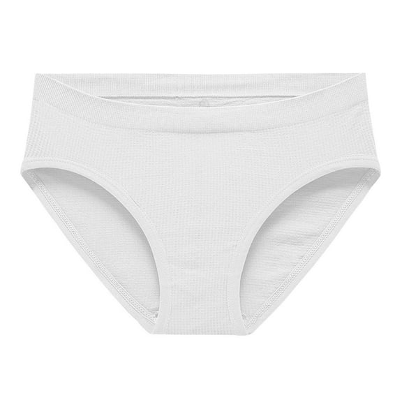 GEWSEY Women's Organic Cotton Low-Rise Brief All Day Comfort Natural Knickey Undies Breathable Underwear for All (White, L)