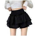 thumbnail image 1 of GEWSEY Women's Pleated Skater Skirt Basic Casual High Waisted Ruffles Flared Mini Lingerie Skirts (Black, S), 1 of 9