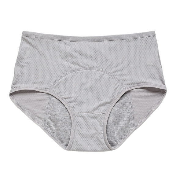 GEWSEY Women's Plus Size Cotton Underwear Solid Color Ladies Panties High Waisted Briefs Female Plus Undies Panty (Silver, L)