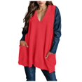 thumbnail image 1 of GEWSEY Women's Plus Size Sweater Vest V Neck Sleeveless Loose Fit Knit Pullover Tank Tops with Pockets (Red, L), 1 of 5