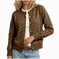 thumbnail image 1 of GEWSEY Women's Polka Dot Cardigan Oversized Open Front Sweater Button Down Knit Outerwear Cozy Sweaters Fall Winter Trendy Cute Teacher Cardigans (Khaki, M), 1 of 6