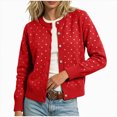 thumbnail image 1 of GEWSEY Women's Polka Dot Cardigan Oversized Open Front Sweater Button Down Knit Outerwear Cozy Sweaters Fall Winter Trendy Cute Teacher Cardigans (Red, 3XL), 1 of 6