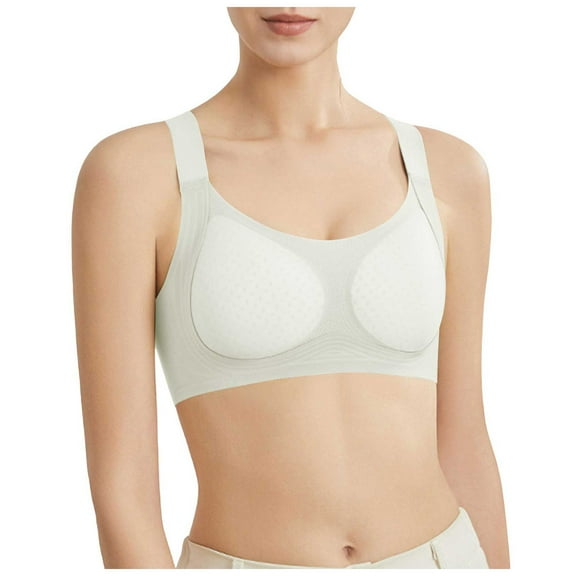 GEWSEY Women's Post-Surgery Bra Everyday Wireless Supportive Push-Up Gathering Anti-Sagging Senior-Friendly Fit Bras for Seniors (White, XXL)