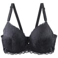 thumbnail image 1 of GEWSEY Women's Push Up Bra Floral Lace Underwire Adjustable Straps Anti Sagging Bras Full Coverage Supportive Everyday Bras (Black, 44C), 1 of 3