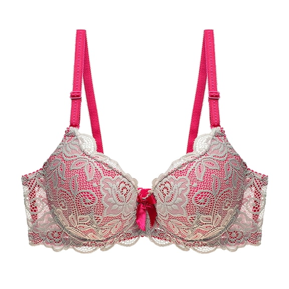 GEWSEY Women's Push Up Bra Lightly Lined Sexy Floral Embroidery Lace Supportive Bowkont Bras (Beige, 38B)