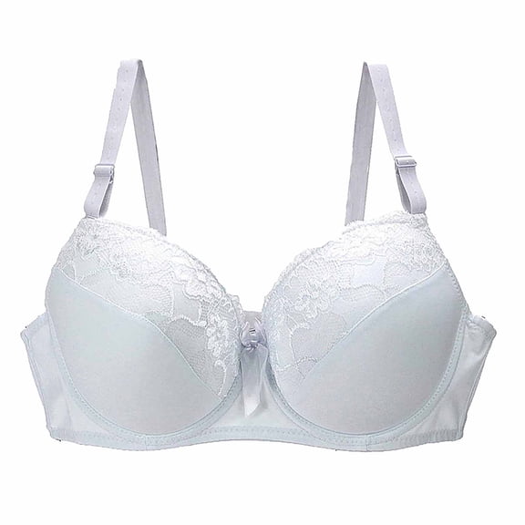 GEWSEY Women's Push Up Lace Bra Comfortable Padded Underwire Bra Plus Size Full Coverage Daily Bras Support Bralette (White, 30D)